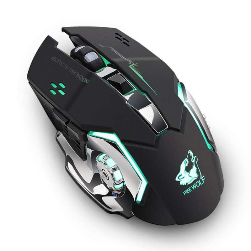 Free Wolf Wireless Gaming Mouse LED Light 1800 DPI – X8 – Black
